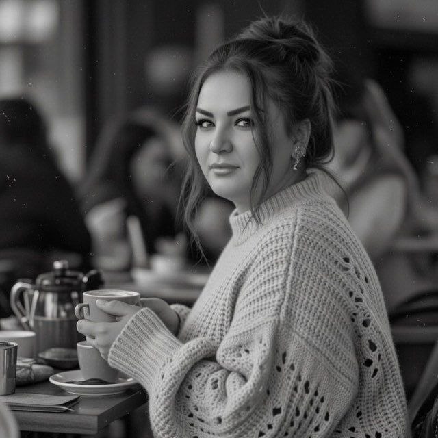 Black-and-white portrait of Sabina Saygun